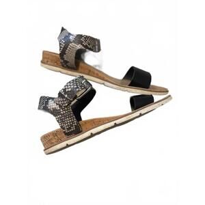 Dolce Vita Women's Black and Snake Print Ankle Strap Sandals